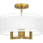 Quoizel Three Light Semi Flush Mount Quoizel SemiFlush Mount in Aged Brass