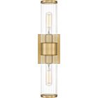 Quoizel Two Light Wall Sconce Quoizel Wood in Aged Brass