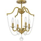 Quoizel Four Light Semi Flush Mount Sunday in Aged Brass