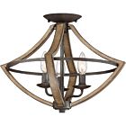 Quoizel Three Light Semi Flush Mount Shire in Rustic Black