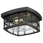 Quoizel Two Light Outdoor Flush Mount Stonington in Mystic Black