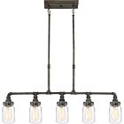 Quoizel Five Light Island Chandelier Squire in Rustic Black