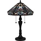 Quoizel Two Light Table Lamp Tiffany in Matte Black