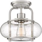 Quoizel One Light Semi Flush Mount Trilogy in Brushed Nickel