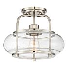 Quoizel One Light Semi Flush Mount Trilogy in Brushed Nickel