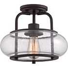 Quoizel One Light Semi Flush Mount Trilogy in Old Bronze