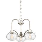 Quoizel Three Light Chandelier Trilogy in Brushed Nickel