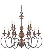 Quoizel Auburn 12 Light 31 Inch Traditional Chandelier in Rustic Black