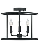 Quoizel Three Light Semi Flush Mount Abner in Matte Black