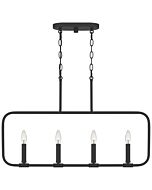 Quoizel Four Light Linear Chandelier Abner in Matte Black