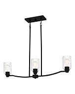 Acacia 3-Light Linear Chandelier in Matte Black