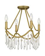 Quoizel Four Light Semi Flush Mount Airedale in Aged Brass