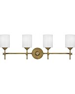 Quoizel Aria 4 Light 31 Inch Bathroom Vanity Light in Weathered Brass