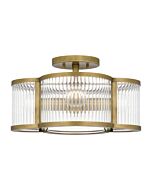 Quoizel Four Light SemiFlush Mount Aster in Weathered Brass