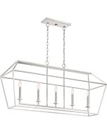 Quoizel Aviary 5 Light 42 Inch Linear Chandelier in Polished Nickel