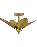 Quoizel Four Light Semi Flush Mount Bayley in Aged Brass