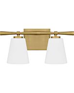 Brindley 2-Light Bathroom Vanity Light in Aged Brass