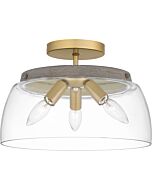 Burkett 3-Light Semi-Flush Mount in Light Gold