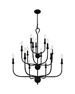 Quoizel 15 Light Chandelier Blanche in Matte Black