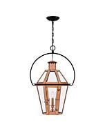 Quoizel Three Light Outdoor Hanging Lantern Burdett in Aged Copper