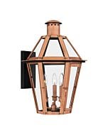 Quoizel Three Light Outdoor Wall Lantern Burdett in Aged Copper