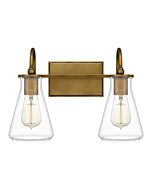 Boyton 2-Light Bathroom Vanity Light in Weathered Brass