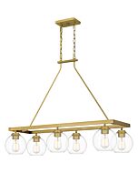 Celadon 6-Light Island Chandelier in Aged Brass