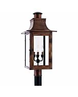 Quoizel Chalmers 3 Light 12 Inch Outdoor Post Light in Aged Copper