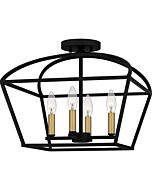 Quoizel Four Light SemiFlush Mount Concho Bay in Matte Black