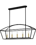 Quoizel Five Light Island Chandelier Concho Bay in Matte Black