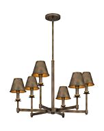 Quoizel Six Light Chandelier Cross in Statuary Bronze