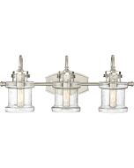 Quoizel Danbury 3 Light 10 Inch Bathroom Vanity Light in Brushed Nickel