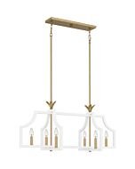 Quoizel Six Light Linear Chandelier Dusty Lane in Matte White