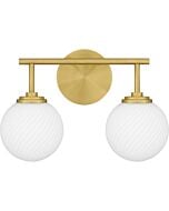 Eloise 2-Light Bathroom Vanity Light in Aged Brass