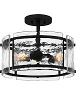 Quoizel Three Light Semi Flush Mount Fortress in Earth Black