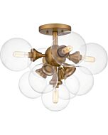 Quoizel Five Light Semi Flush Mount Glinda in Brushed Weathered Brass