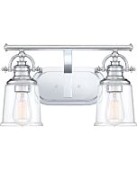 Quoizel Grant 2 Light 10 Inch Bathroom Vanity Light in Polished Chrome