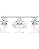 Quoizel Grant 3 Light 10 Inch Bathroom Vanity Light in Polished Chrome