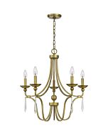 Quoizel Joules 5 Light 24 Inch Traditional Chandelier in Aged Brass