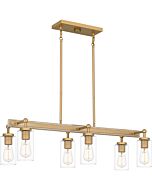 Quoizel Six Light Island Chandelier Kelleher in Nouveau Painted Weathered Brass