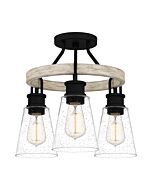 Quoizel Three Light Semi Flush Mount Kingsbridge in Earth Black