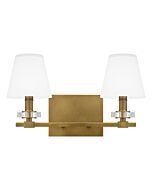 Kelsey Glen 2-Light Bathroom Vanity Light in Weathered Brass