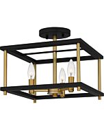 Quoizel Three Light Semi Flush Mount Kynwyd in Matte Black