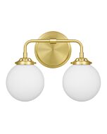 Quoizel Landry 2 Light 15 Inch Bathroom Vanity Light in Satin Brass