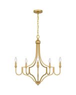 Quoizel Five Light Chandelier Mabel in Light Gold