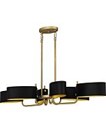 Quoizel Six Light Linear Chandelier Madden in Aged Brass