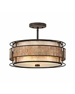 Quoizel Laguna 3 Light Semi Flush Mount in Bronze Finish