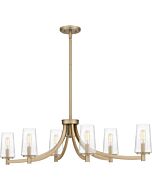 Quoizel Six Light Linear Chandelier Miccio in Bronze Gold