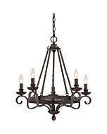 Quoizel Noble 5 Light Chandelier in Rustic Black