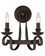 Quoizel Noble 2 Light 14 Inch Wall Sconce in Rustic Black